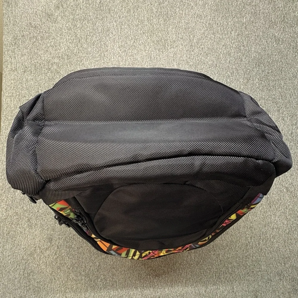 REIGN Total Body Fuel Backpack Black w/ Colorful Graffiti Accents‎ Multi Pocket